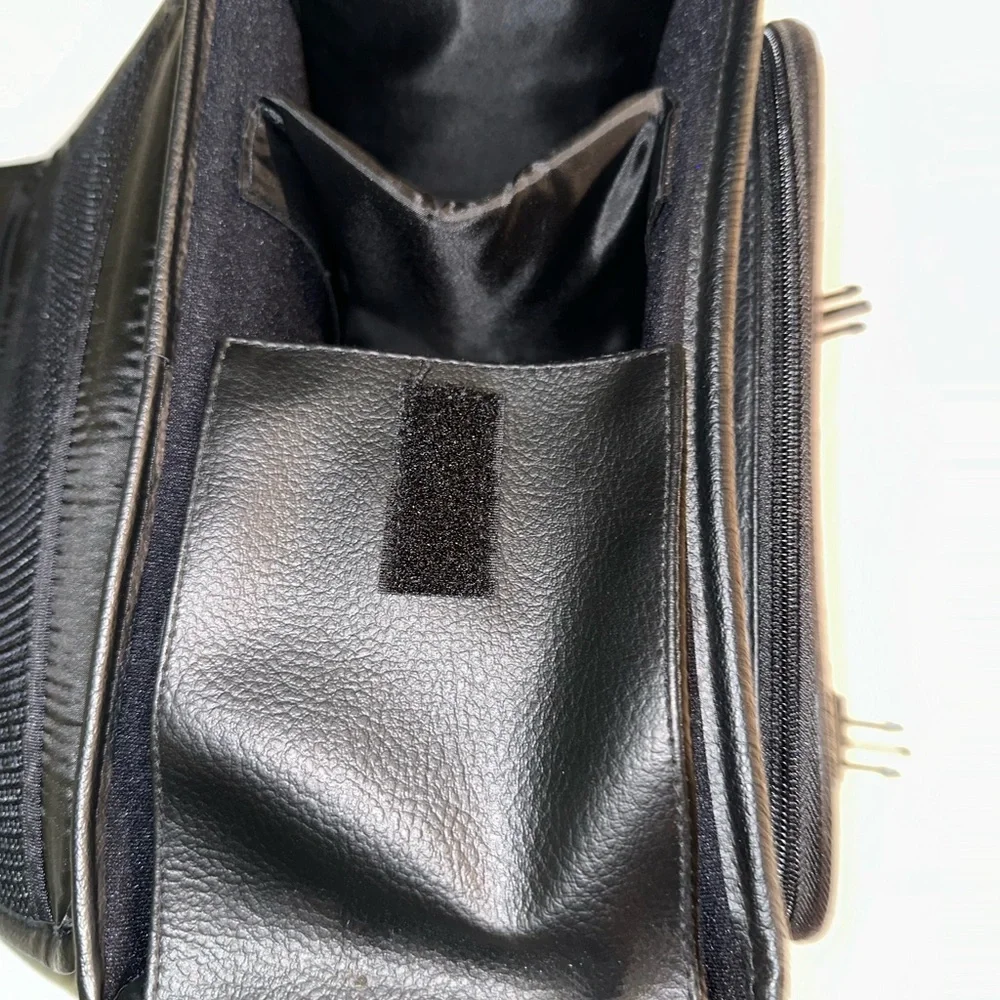 Black Camera Leather Bag with Secure Pockets